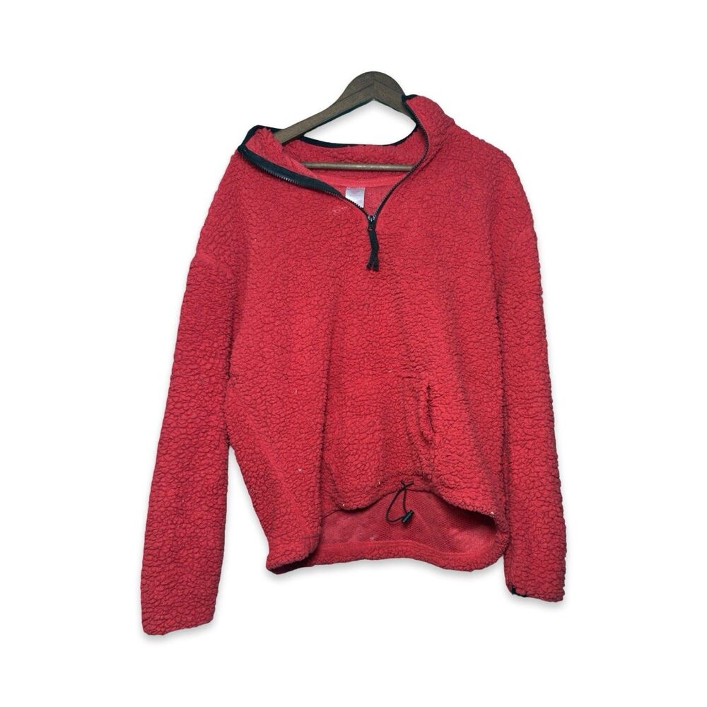 No Boundaries Red Sherpa Quarter Zip Pullover 2XL - Plus Size Cozy Fleece